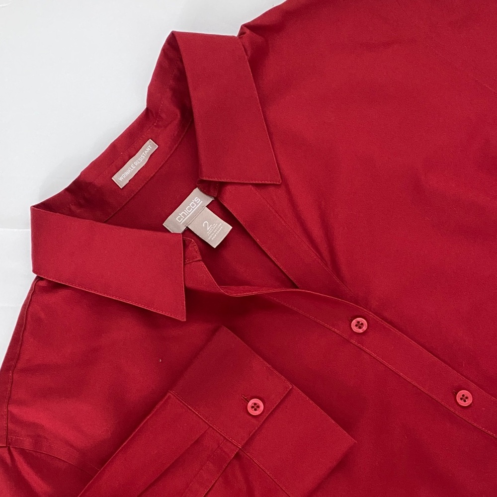 Chico's ♥️ Red Wrinkle-Free Cotton Top - Size 2